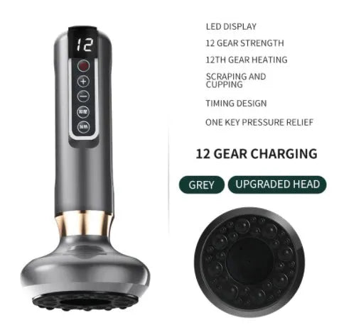 Green electric vacuum cupping massager device with USB charging cable