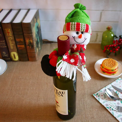Christmas Santa Claus and wine bottle decoration set for festive holiday cheer