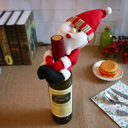 Christmas Santa Claus and wine bottle decoration set for festive holiday cheer