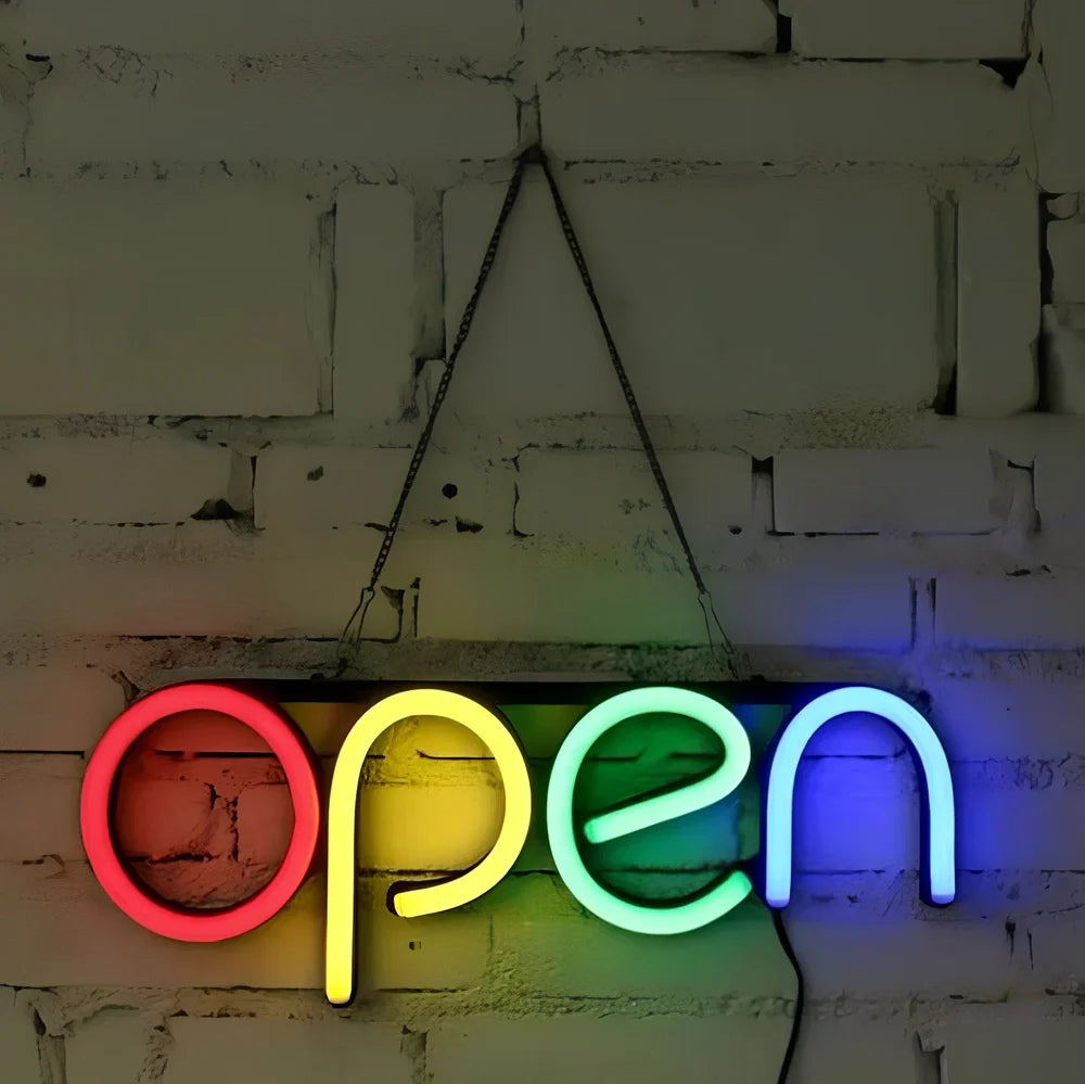 LED luminous word neon sign mounted on transparent acrylic with cool-running illumination