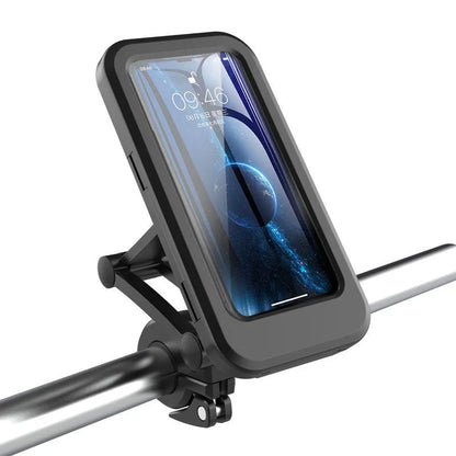 Black waterproof adjustable bicycle motorcycle phone holder mount with magnetic suction for 4-6.7 inch smartphones