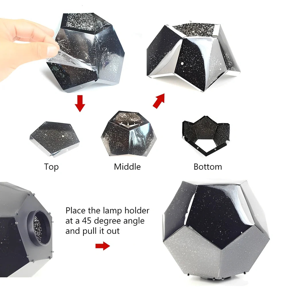 LED starry sky projector night light projecting constellations onto ceiling with remote control