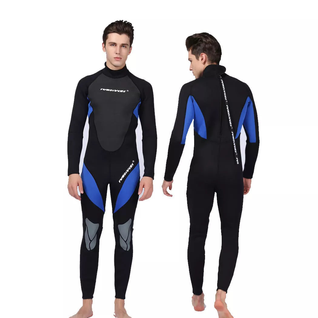Men's thermal diving suit in red and blue, sizes S-XXXL, for all-season warmth