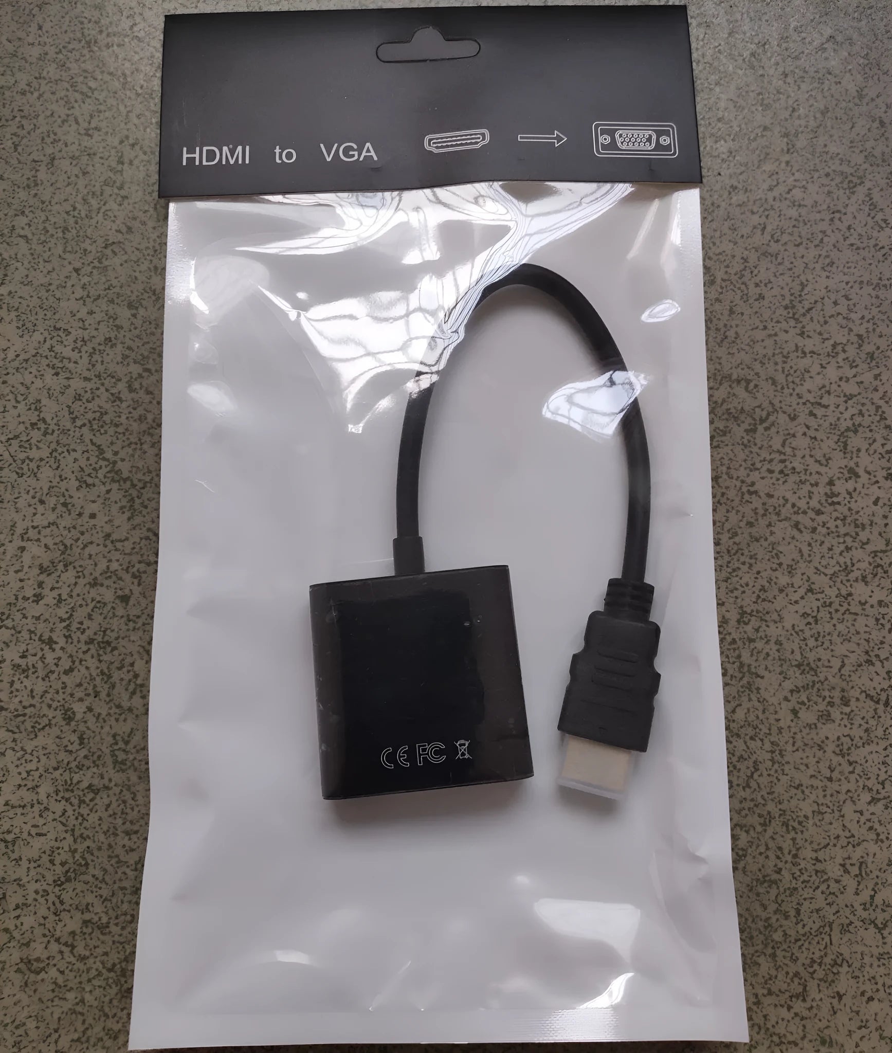 HDMI to VGA converter adapter with 0.3m black cable for set-top box connections