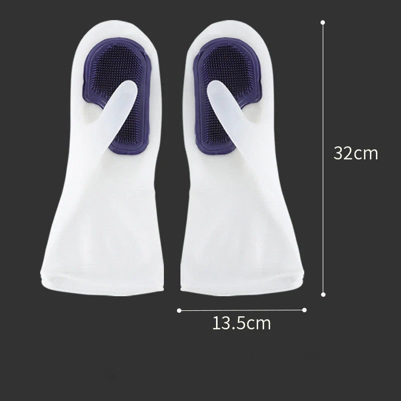 White transparent solid color tenacity thin magic silicone gloves for household use