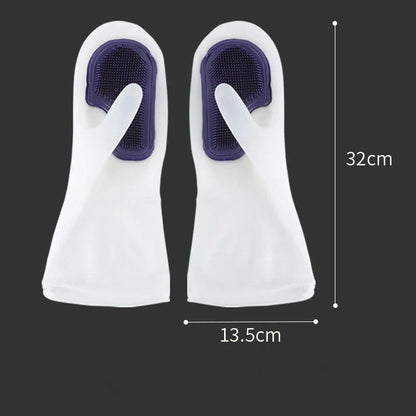 White transparent solid color tenacity thin magic silicone gloves for household use