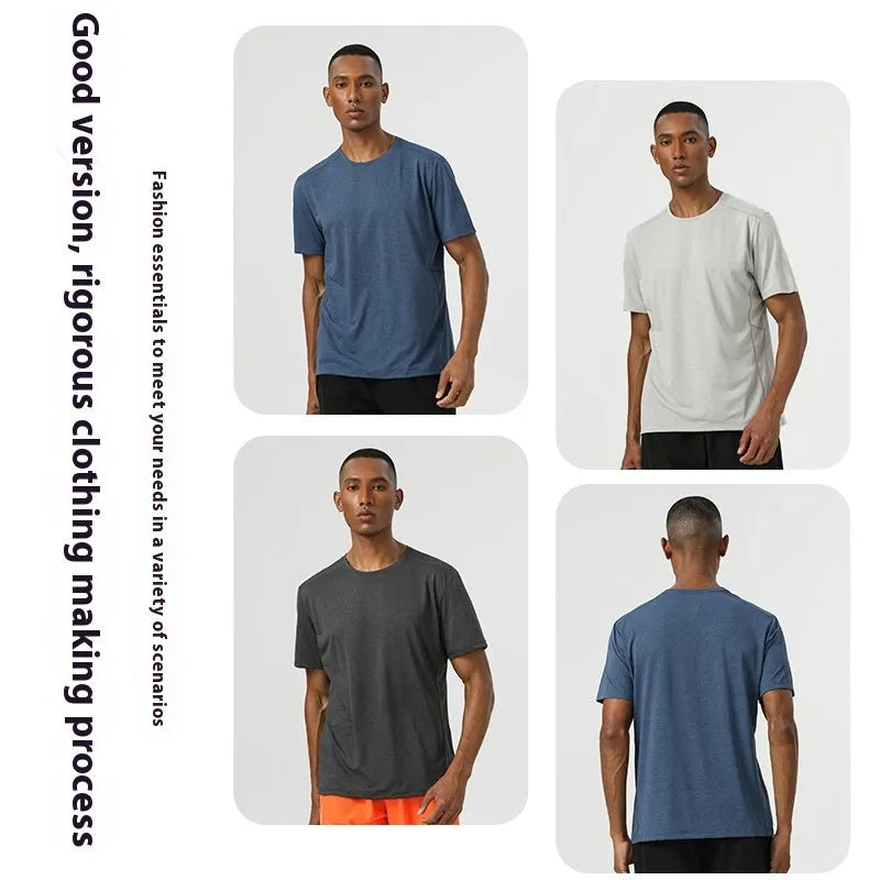 Men's lightweight polyester sports t-shirt with reflective elements in dark grey colour