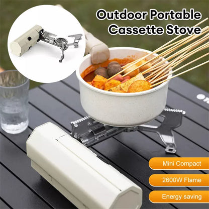 Portable folding cassette stove for outdoor cooking with storage bag