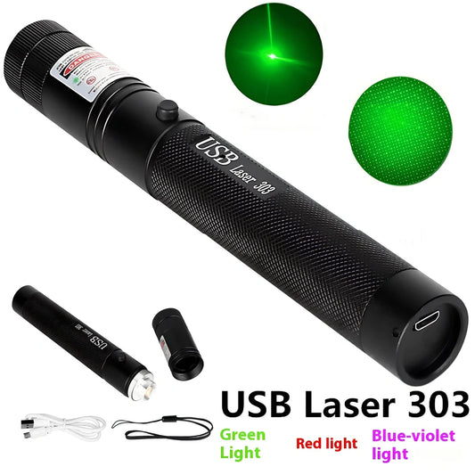 Metal laser pointer pen with green, red and blue light options, 15cm length