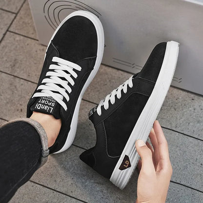 Men's black snake pattern leather high-top sneakers with round toe and rubber sole