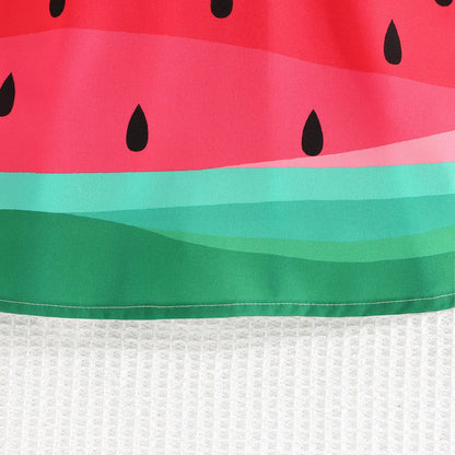 Girls sleeveless cartoon fruit print dress in colour QCQ40031AM, polyester fibre, sizes 6-9M to 2-3Y