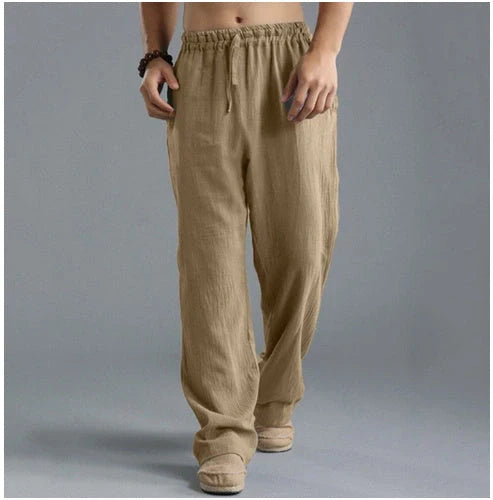 Men's breathable linen loose casual sports pants in various colors