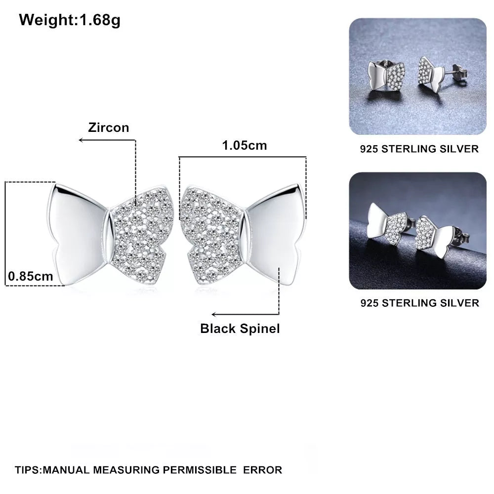 Korean style black butterfly copper plated stud earrings for women