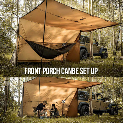 Wilderness Hut Hammock Tent for outdoor camping, accommodates 3-4 people, four-season use