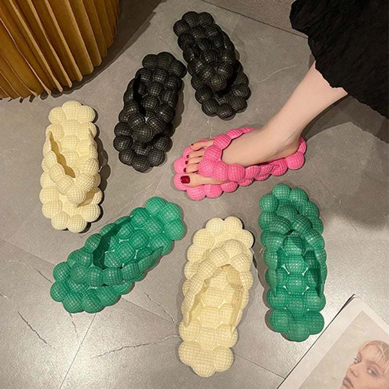 Women's PVC bubble slippers with herringbone sole in various colors