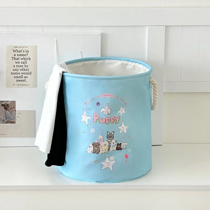 Foldable cotton laundry basket in modern simplicity design with large capacity for bedroom storage