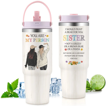 Premium 30oz stainless steel insulated cup in various colors, keeping drinks hot or cold for hours.