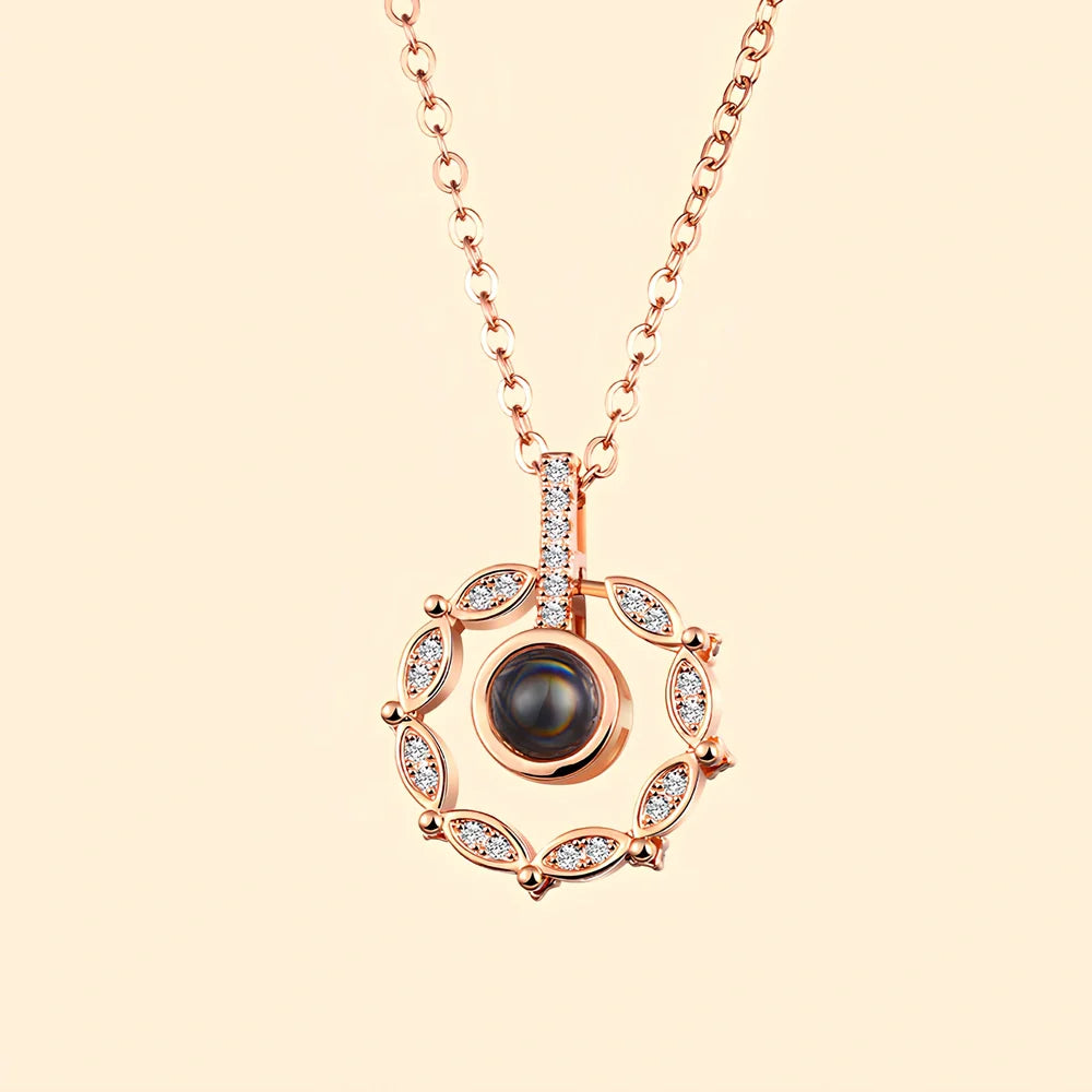 Tanabata Valentine's copper necklace in electroplated gold with grey paper gift box, 45cm chain length