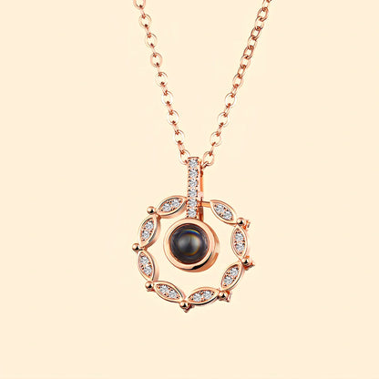 Tanabata Valentine's copper necklace in electroplated gold with grey paper gift box, 45cm chain length