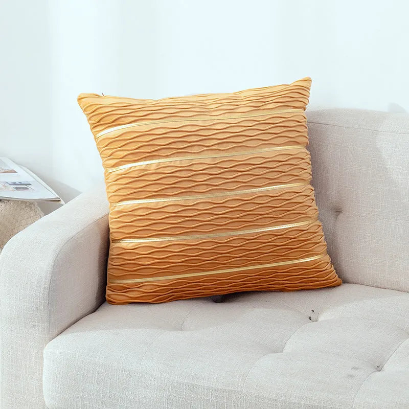 Striped velvet pillow cover in plush flannel velvet material measuring 45x45cm
