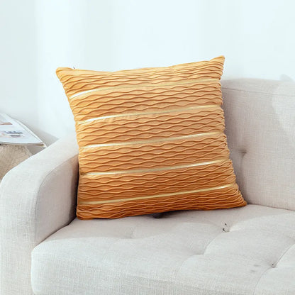 Striped velvet pillow cover in plush flannel velvet material measuring 45x45cm