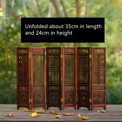 Red rosewood miniature Chinese furniture model with traditional carved details and mahogany construction