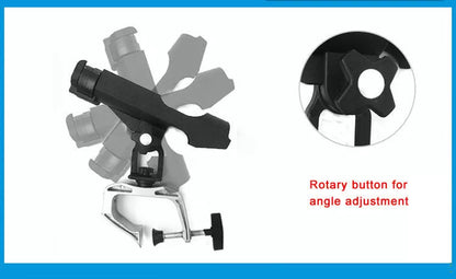 Nylon Plastic Fishing Rod Holder with 360-degree rotation and G Clamp mount