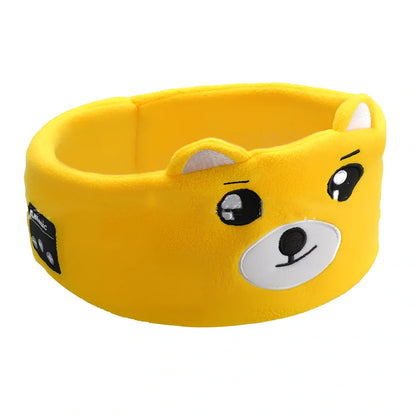 Bluetooth animal headband sleep mask with dinosaur hood showing integrated speakers and wireless design