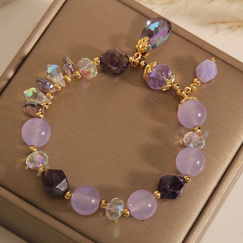 Retro lavender purple crystal water drop bracelet for children with colourful decorative elements