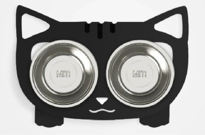 Elevated anti-spill pet food and water bowls in various color options, featuring a sleek and inclined design to prevent spills and keep meals fresh.