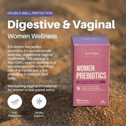 AOVITAO Women's Probiotic 60 Billion CFU capsules with cranberry and Lactobacillus reuteri, 60 count unflavored