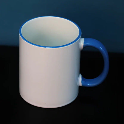 Ceramic colour change mug showing before and after transformation with hot liquid