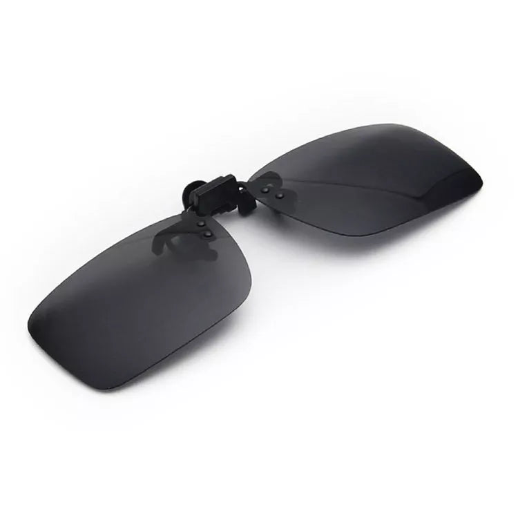 Square frame male sunglasses clip with resin lens for secure sunglass protection