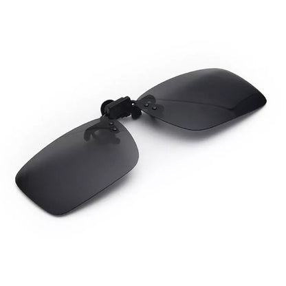 Square frame male sunglasses clip with resin lens for secure sunglass protection
