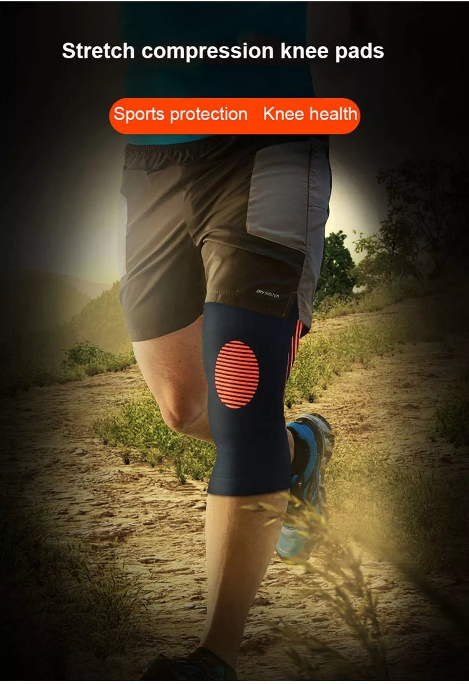 High Elasticity Knee Support in Black with Orange, Grey, Green, or Blue for arthritis relief and sports stability