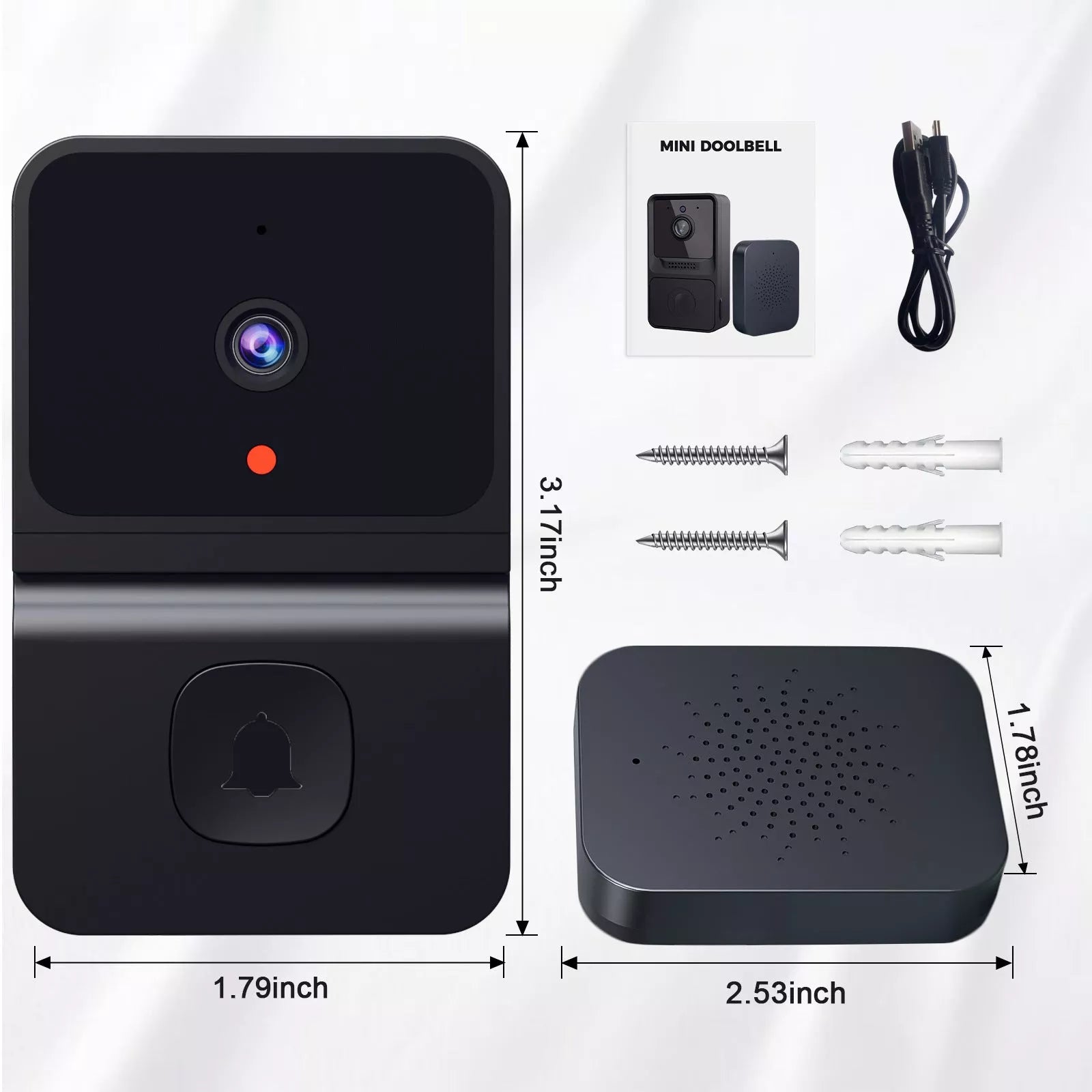 Intelligent Visual Doorbell Surveillance Camera in black and white options