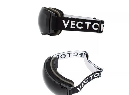 Compass ski glasses with anti-fog lenses and magnetic feature in army green, black, orange, and blue