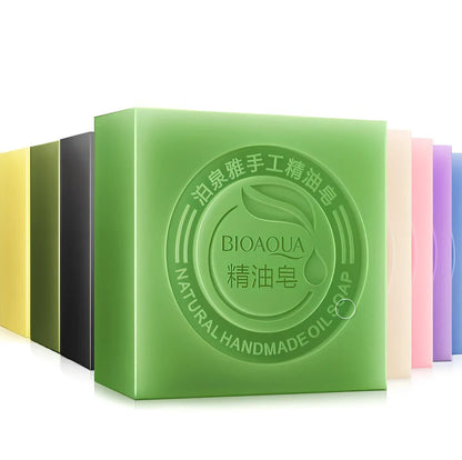 BIOAQUA 100g bamboo charcoal essential oil soap bar with natural ingredients for deep cleansing