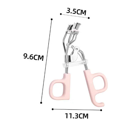 Pink eyelash curler with A4 chrome scissors handle design and carbon steel construction