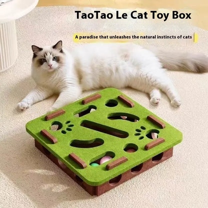 Felt cat toy box for scratching measuring 30cm square with 7.5cm height