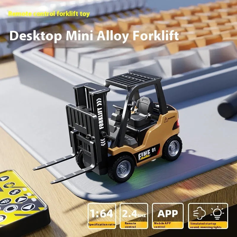 1:64 scale alloy Bluetooth remote control forklift model with obstacle accessories