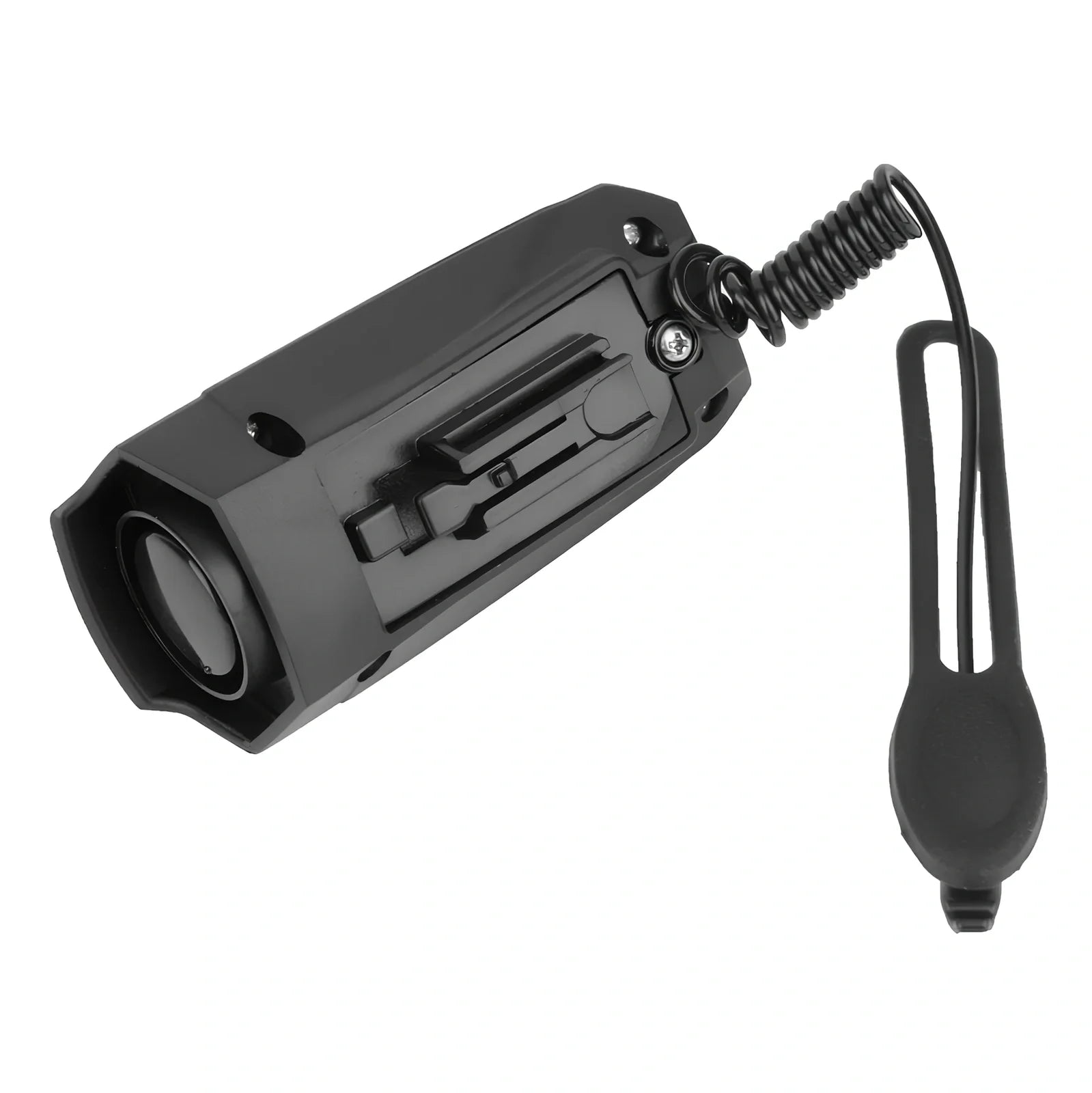 Black bicycle electronic horn measuring 94mm mounted on handlebar