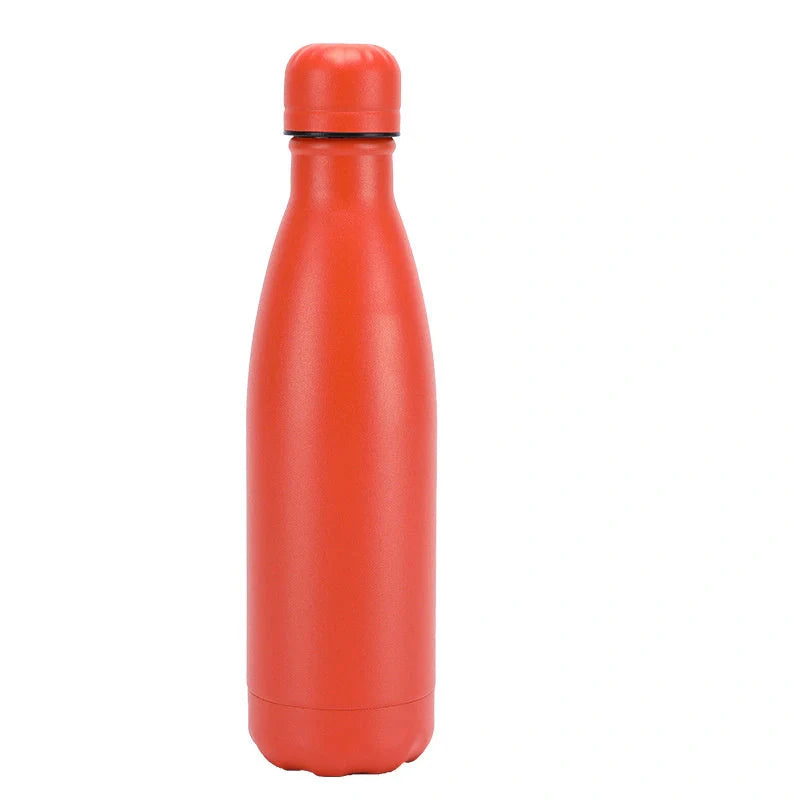 Stainless steel vacuum insulated water bottle with rubber painted surface in various colors