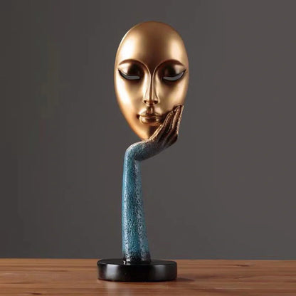 Nordic Abstract Art Thinker Lady Resin Statue in black, gold, or white for home or office decor