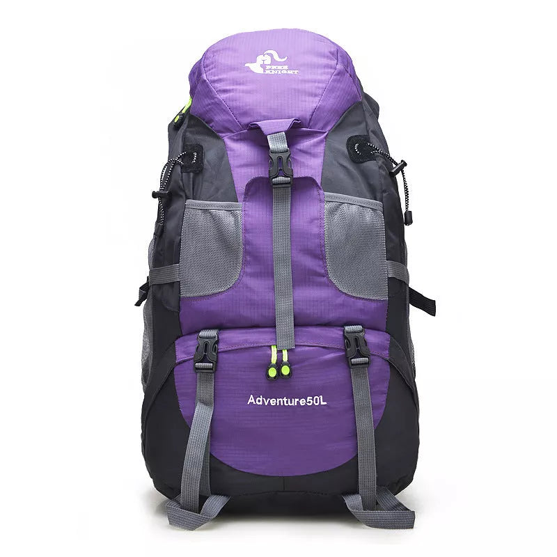 Outdoor foldable backpack in various colors with 50L capacity and waterproof design