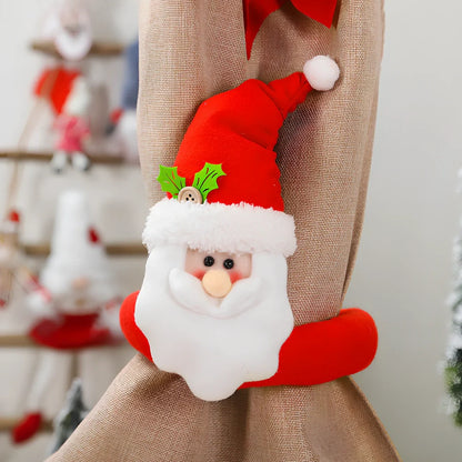 Christmas curtain tieback measuring 34cm by 27cm with Santa snowman reindeer designs
