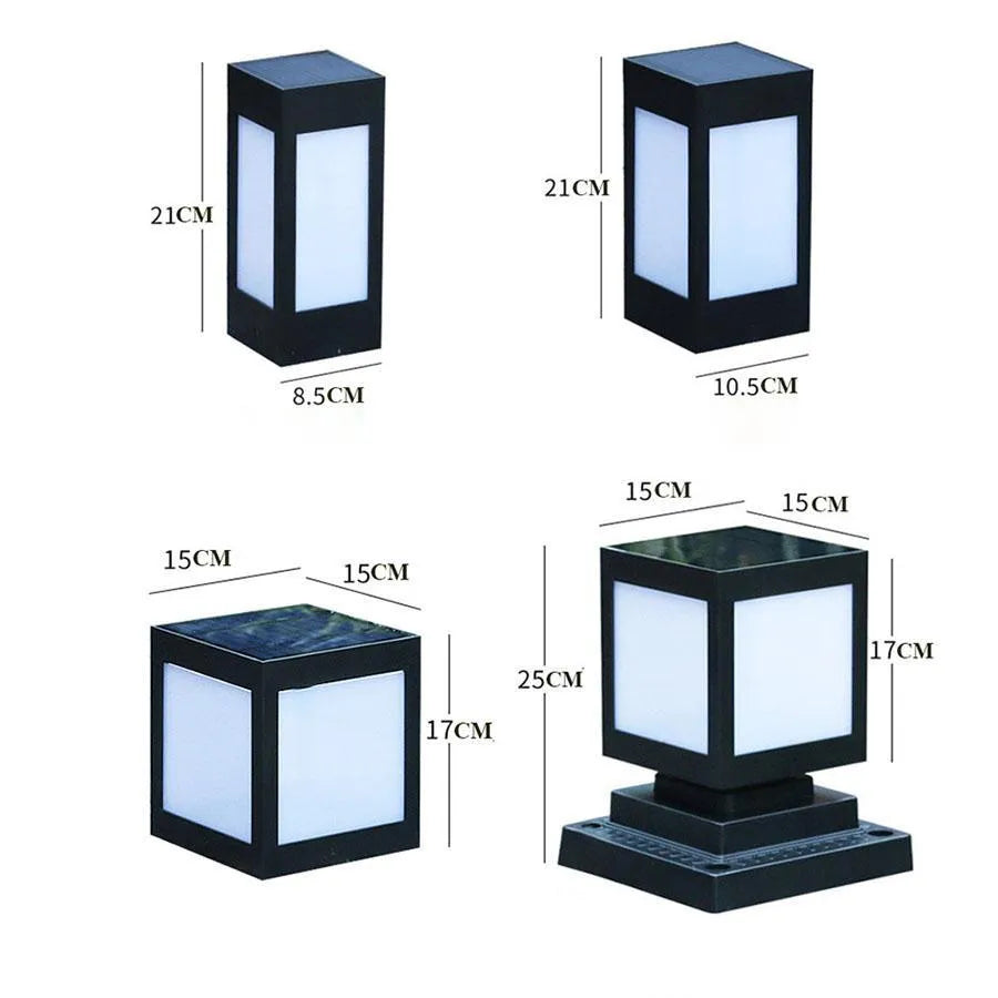 Solar garden lights with LED illumination for outdoor courtyards and landscape lighting
