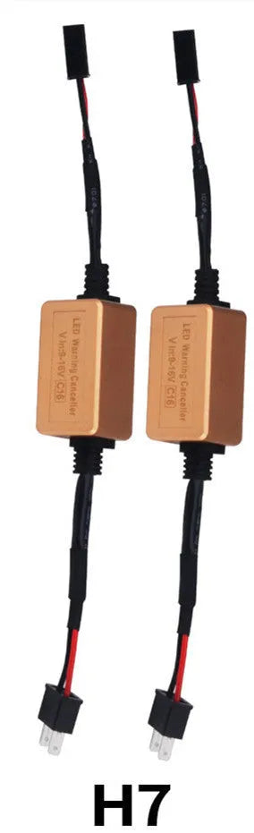 Black alloy Canbus decoder for LED car headlights with plug connectors