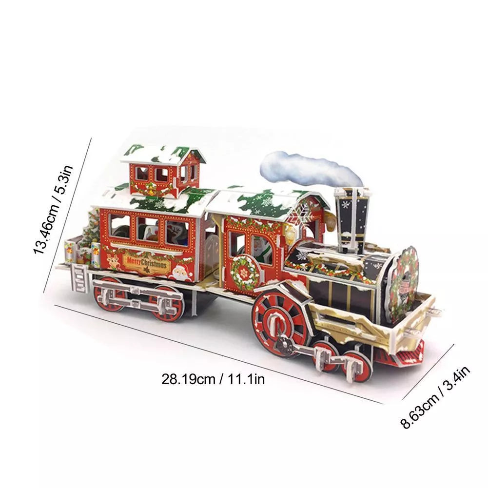 3D Train DIY Puzzle for children with RGB light, safe non-toxic materials