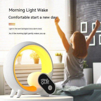 Intelligent Bluetooth Alarm Clock with Colorful Atmosphere Light, Features 15 White Noise Tracks and Smart Phone Control